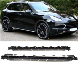 2011-2018 Porsche Cayenne OE Black Silver Side Running Boards Aluminum